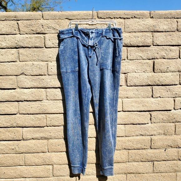 Calvin Klein Pants - Calvin Klein Distressed Jogging Pants Jean Look Casual Comfy Acid Wash Sz M